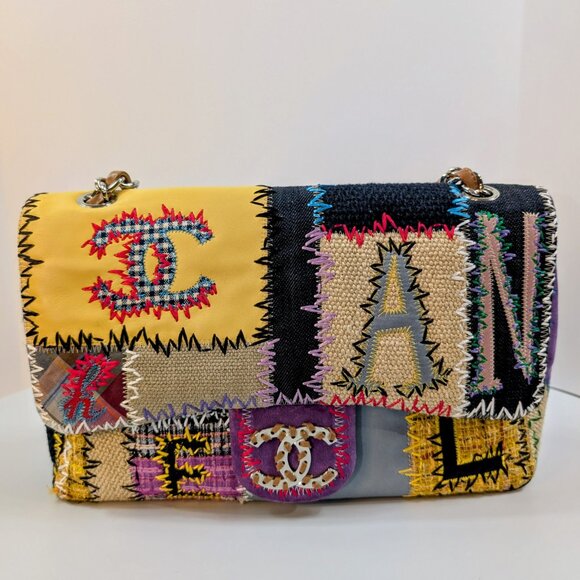 UNIQUE CHANEL 2011 RUNWAY JUMBO Rainbow Patchwork Bag - Picture 15 of 16